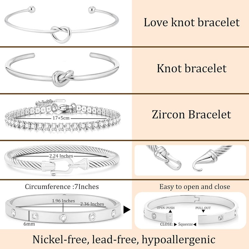 FAFUGA 18 K Gold Plated Love Bangle Bracelet Stack Cuff Jewelry for Women Jewelry Set for Women Gift with Box - Image 4